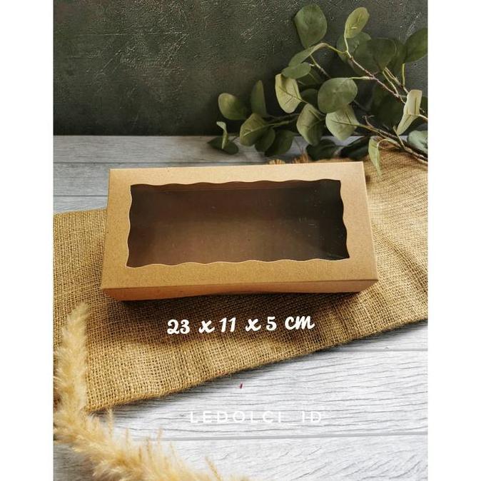(10 Pcs) Cb231105 - Kraft Box Mika Brownies Dus Cake Kue Tebal 23X11X5
