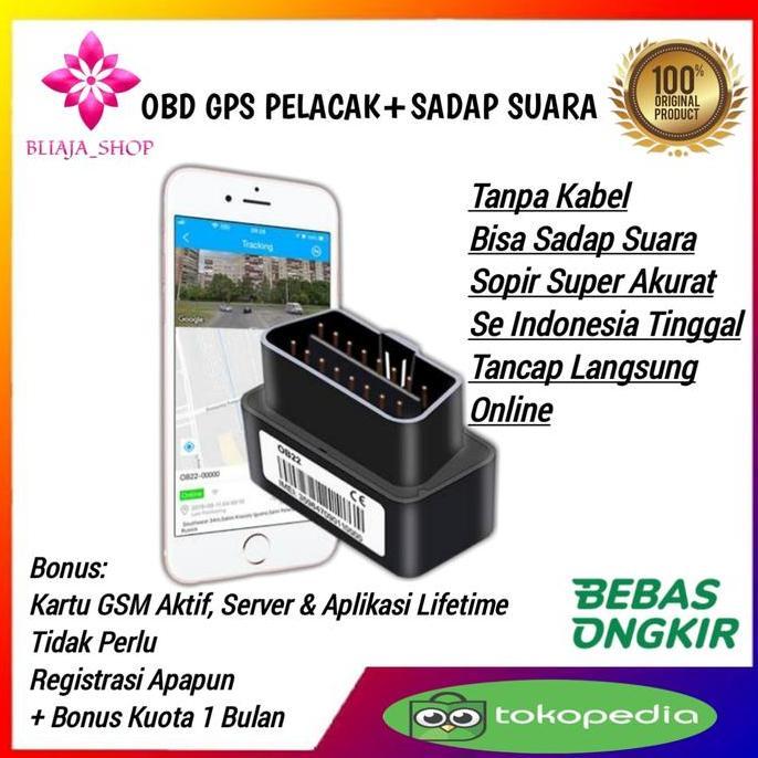 TERMURAH - GPS Pelacak + Sadap Suara Mobil Model OBD Tanpa Kabel Bisa Sadap Suara Sopir Bonus Kartu 