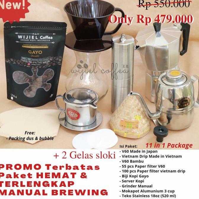 Promo Paket Peralatan Kopi Manual Brewing-Hemat & Lengkap Siap Seduh - Set Alat Kopi Manual Brew
