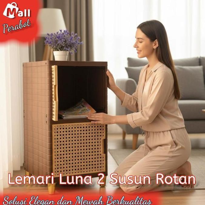 QANTASH Mall Perabot | Lemari Wardrobe Nakas Luna Meja Samping Kamar Tidur Persegi Plastik Minimalis
