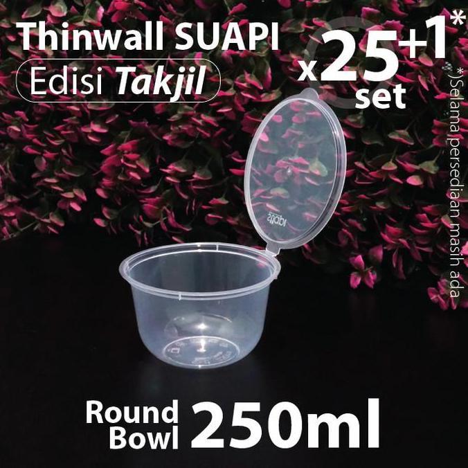 (Depok) Paket 25 Pcs - Thinwall Round Bowl Suapi - Edisi Takjil - Mangkuk Plastik 250 Ml - Rb Contai