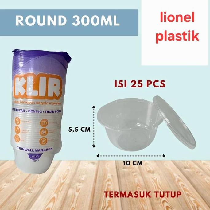 Thinwall 300Ml Bulat+Tutup / Mangkok Makan Plastik 300Ml Round 25 Set