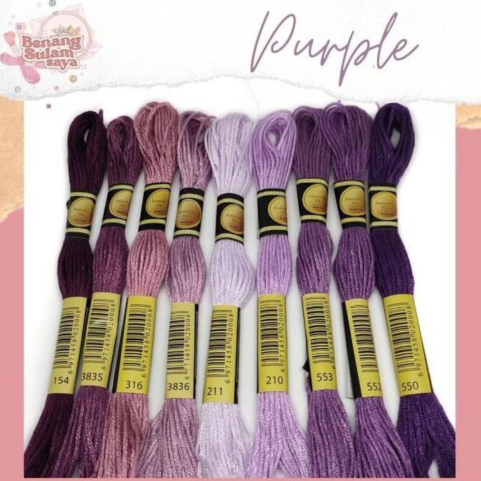 Benang Sulam / Kristik CXC Import (kode DMC) | Seri Warna PURPLE