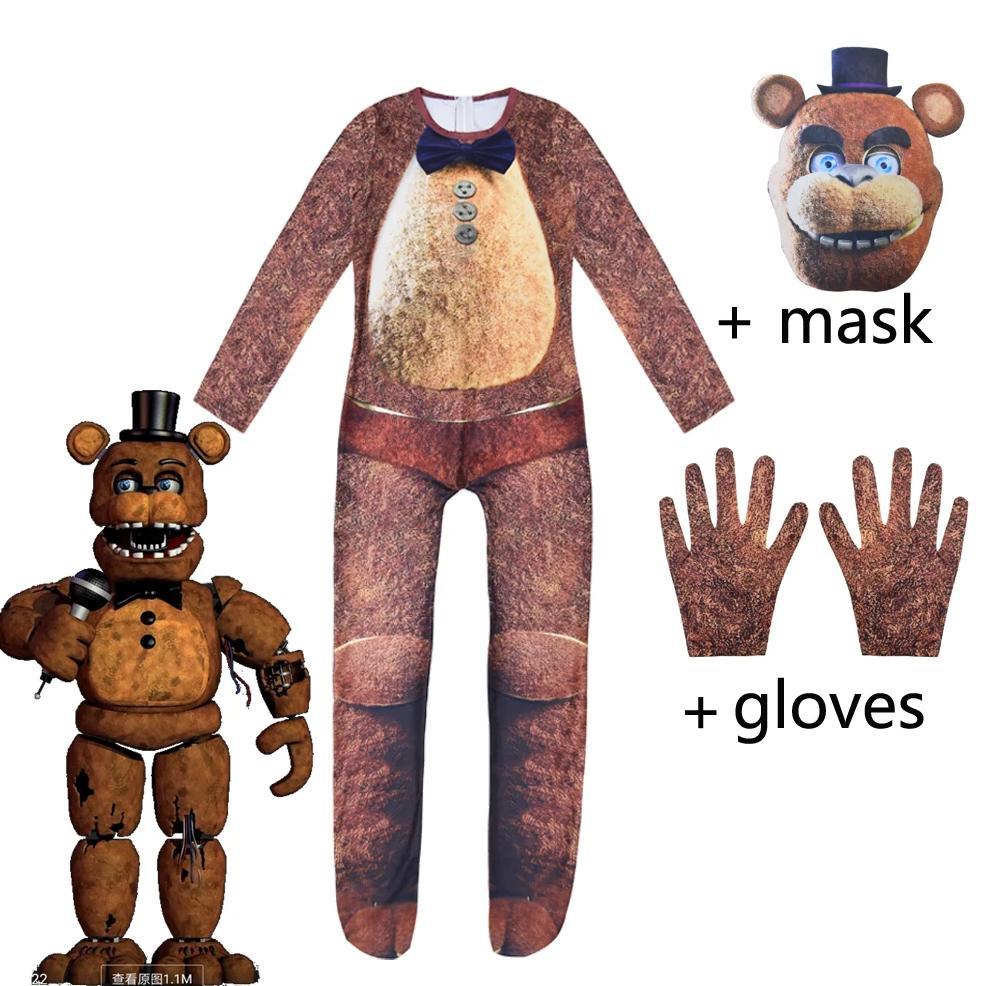 Halloween Costume Kids Five Nights Freddyed Jumpsuit Bodysuit Cosplay Nightmare Boy Bonnie Fnaf Fred