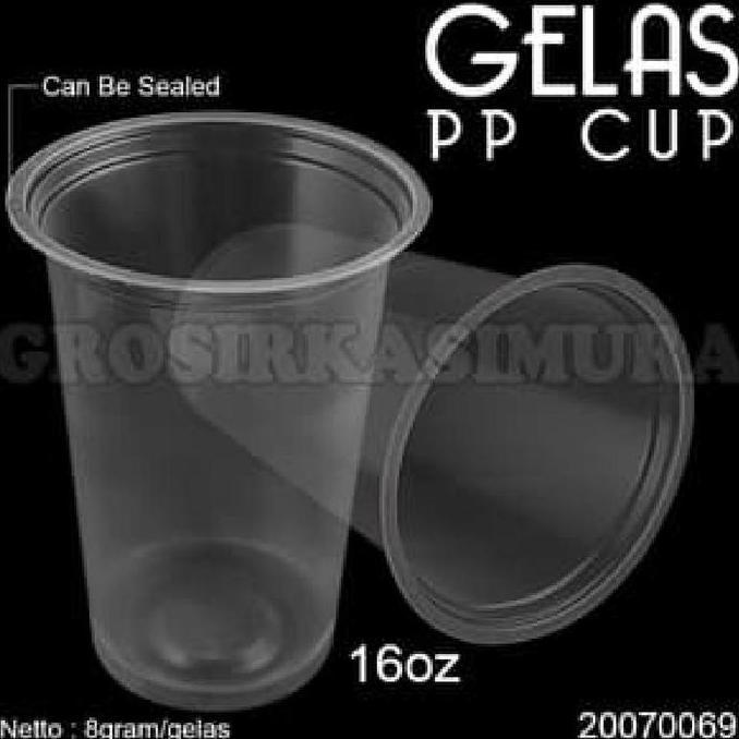 Gelas Plastik 16Oz (450Ml) / Plastic Cup Pp Bening Polos Netto8G/Gelas