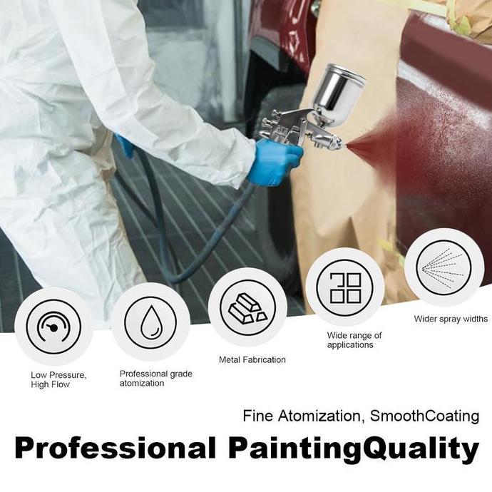 JLD Air Spray Gun F75/F2 Gravity Feed Pneumatic Paint Sprayer- Desain Tangki Atas Menghemat Pengguna