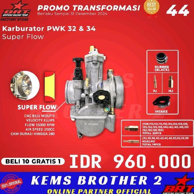Super Flow Brt Karburator Pwk 28 Pwk 30 Pwk 32 Dan Pwk 34 Original Brt Best Quality