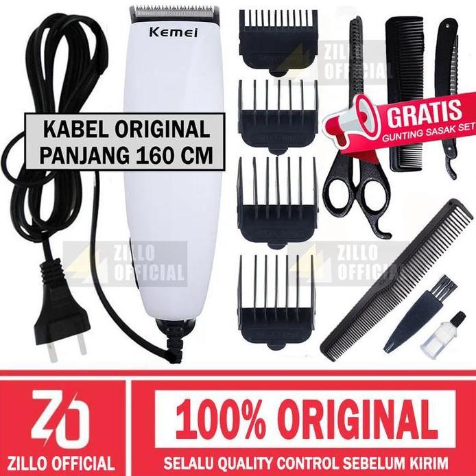 KEMEI Mesin Cukur Rambut Listrik Alat Pencukur Rambut BONUS Gunting Sasak Alat Potong Rambut Zillo