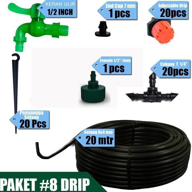 Jirifarm Paket #8 Drip Irigasi 20 Pot Drip Putar Keran Kran Selang