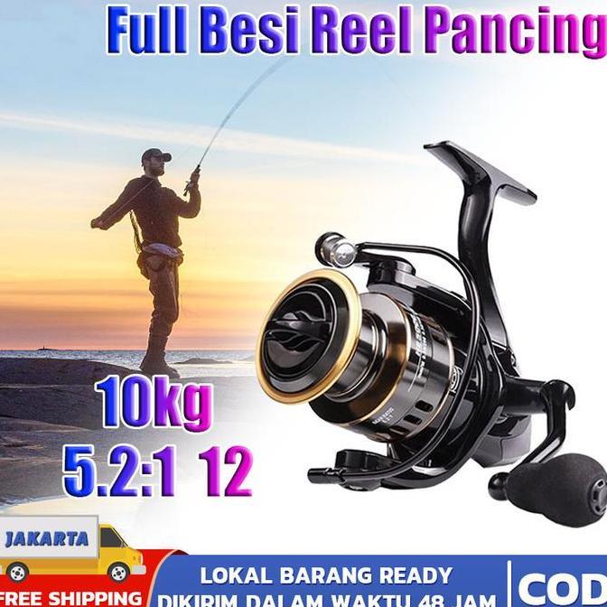 (Redy Stok ) Reel Pancing Full Besi He Series Original Bahan Metal 12 Bearing 1000 2000 3000 5000 70