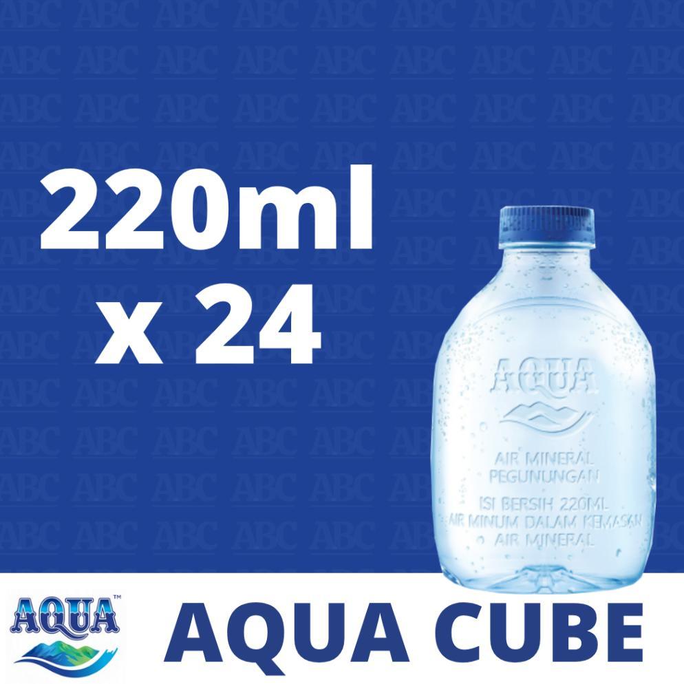 Aqua | 220 ml x 24 | AQUA CUBE | Botol Kecil | Air Minum | Air Mineral
