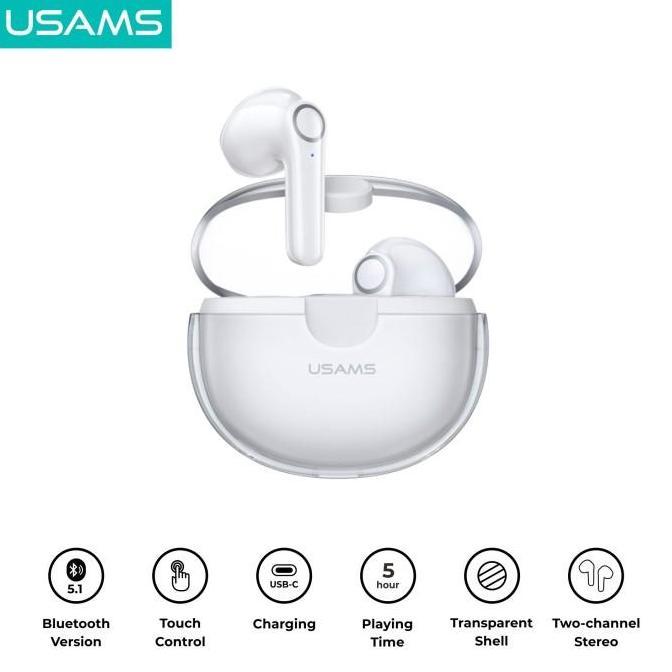 USAMS BU12 TWS Transparent Unique Macaron Earphone Bluetooth 5.1