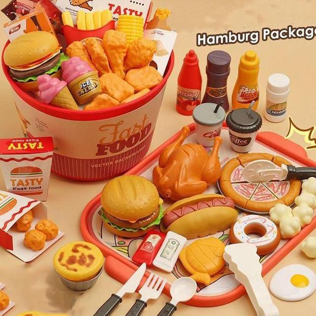 Mainan Masakmasakan Dapur Diy Set Makanan Cepat Saji Burger Kentang Goreng Mainan Anakanak Toys