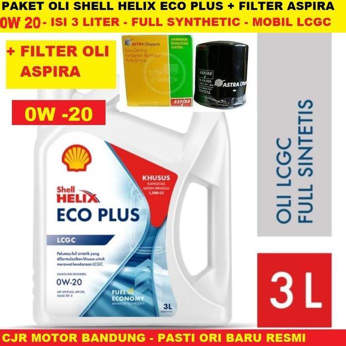 Paket ganti oli Shell Helix ECO 0w 20 oli mobil ayla agya calya sigra