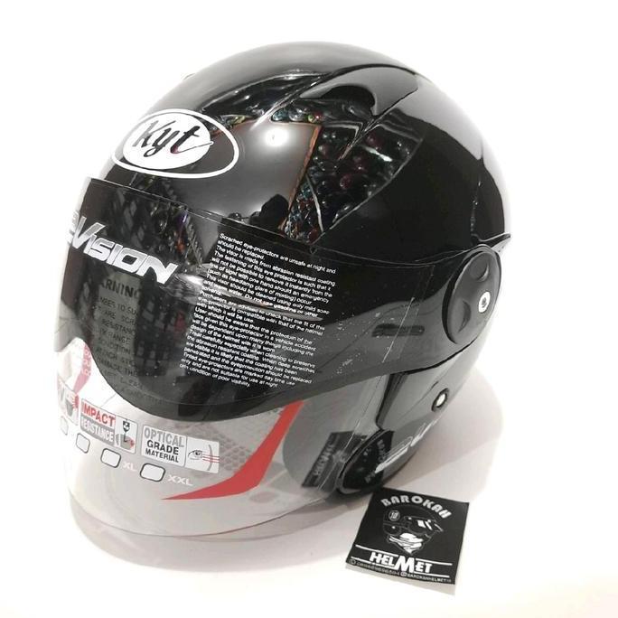 Helm kyt 2 vision hitam glossy double visor Kaca