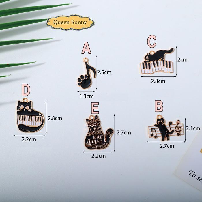 (Ready) 1Pc Charm Enamel Musik Kucing Lucu & Not Balok Melodi Kunci G Liontin Bandul Korea Pendant C