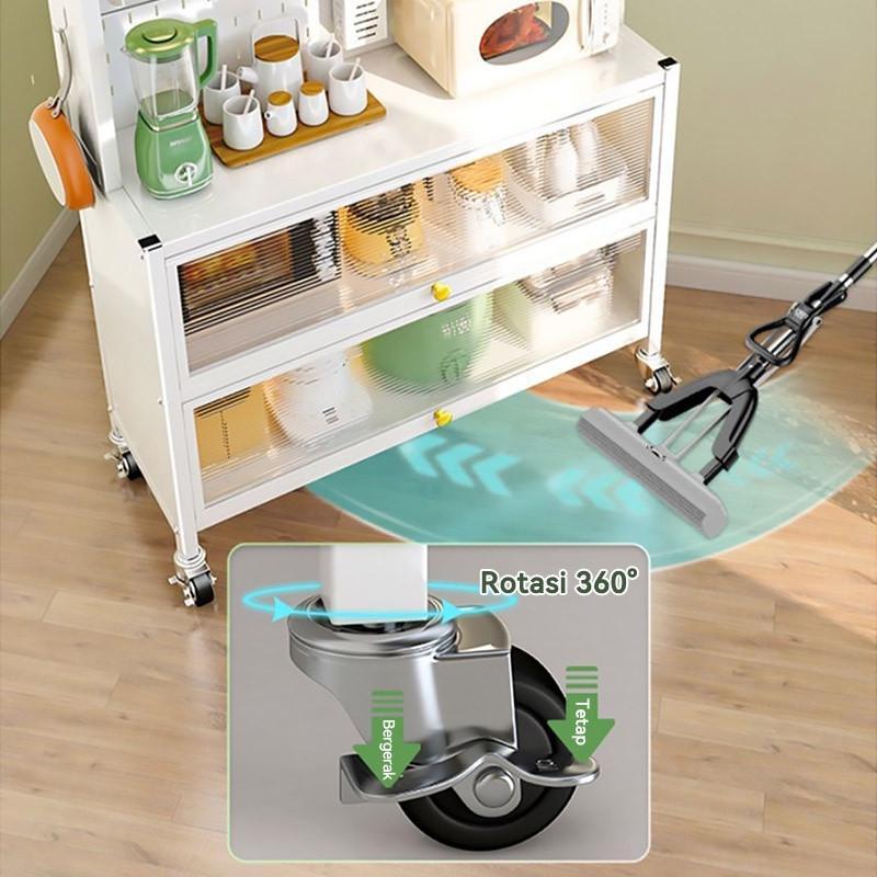 Lemari Dapur Minimalis Rak Dapur Serbaguna Rak Penyimpanan Dapur Rak Piring Oven Microwave Rak Dapur