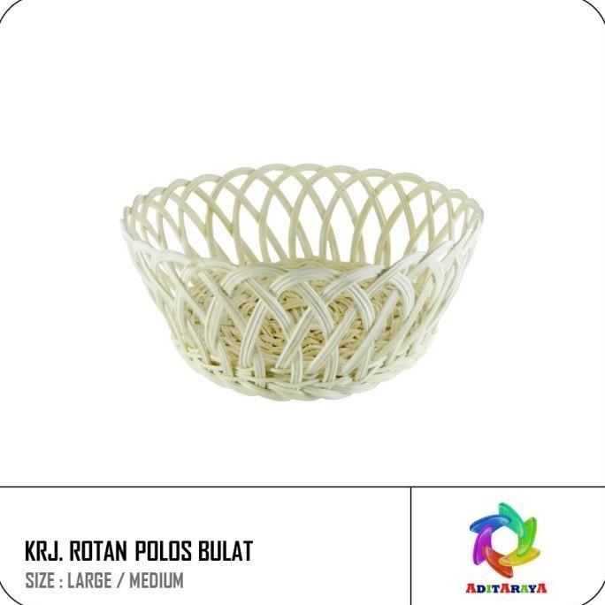 KERANJANG BUAH ROTAN BULAT POLOS KECIL