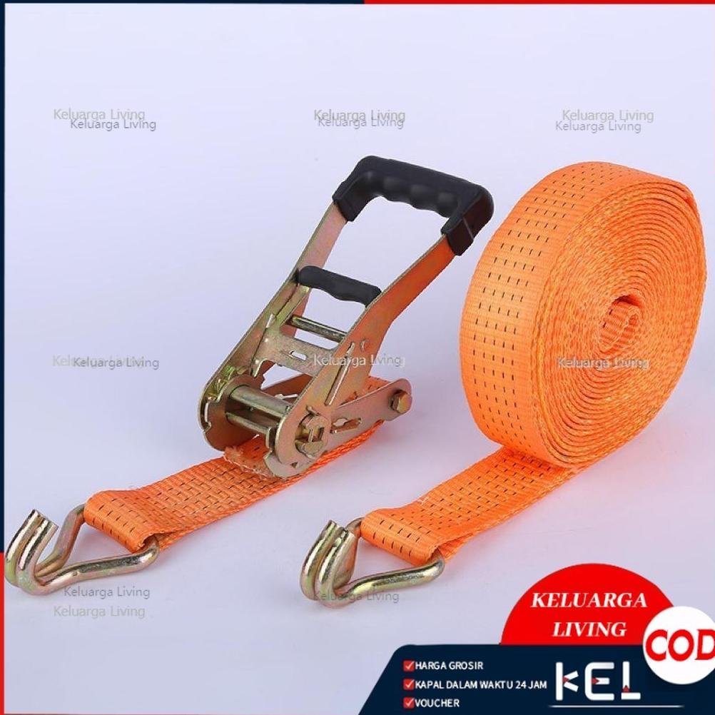 Termurah 5Cmx 6/8 Meter/ 4Cm X 4/6/8/10 Meter Tali Pengikat Barang Motor/Ratchet Tie Down 10Ton Tali