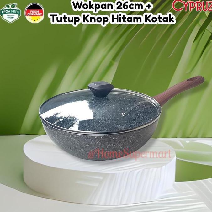 Wokpan Marble Cypruz 26 Cm + Tutup Wok pan Marble 26 cm Anti Lengket