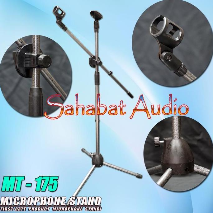 Volwe- Stand Mic Mt 175 Tripod Microphone Dudukan Mic Stand Mic Lantai Mt-175