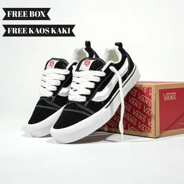 Cuci Gudang... Sepatu Vans Knu Skool Black And White Sneakers Untuk Pria Dan Wanita Sepatu Sekolah G
