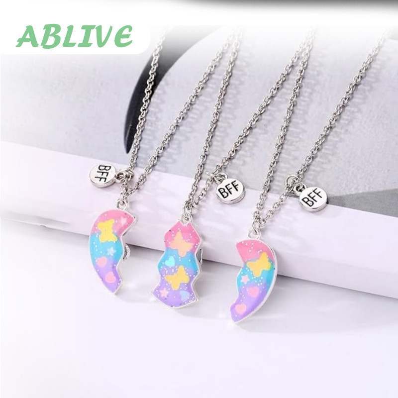 Set Kalung Persahabatan 3 Orang Magnet Hadiah Perhiasan Teman Terbaik