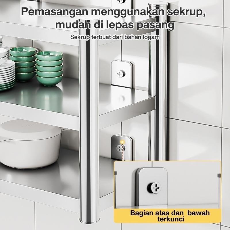 Ecoiron Studio Sus 304 Rak Dinding Dapur Stainless Steel Rak Oven Microwave Rak Bumbu Rak Dinding