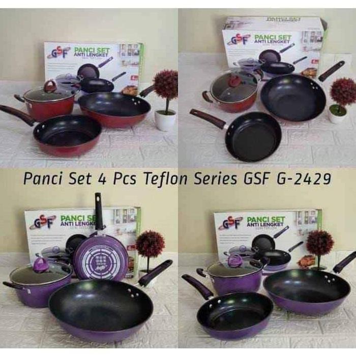 Panci set anti lengket / Panci set GSF G-2429 / Panci Wajan Set Penggorengan Non Stick Anti Lengket 
