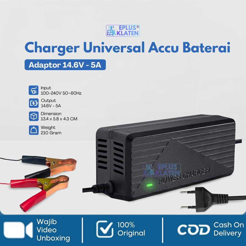Charger Accu Motor Mobil 12V 14.6V 5A Portable Aki Tangki Sprayer Semprotan Elektrik Setrum PDC PAC 