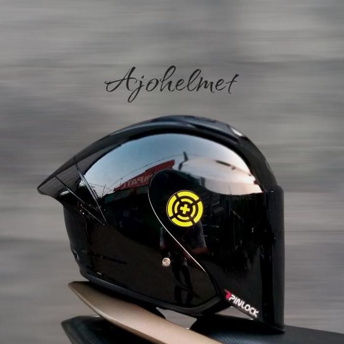 HLM NHK N1 MAX SOLID BLACK,PAKET GANTENG VENOM VISOR, SLOT INTERCOM, SINGLE VISOR,ORIGINAL