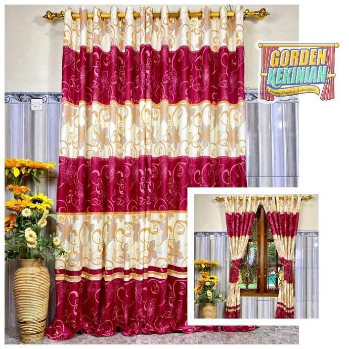 Dimari- Gorden Motif Maroon Floral Ring 12 Gorden Maroon Floral Gorden Merah Maroon Gorden Smokring 