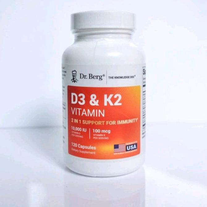 Vitafix- Dr. Berg Vitamin D3 K2 10.000 Iu & 5.000 Iu 120 Kapsul, Premium Source Of Vitamin D3 & K2, 