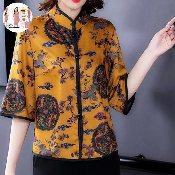 Termurah / Hot Sale Blouse Cheongsam Orang Tua//Atasan Qipao Cny Nenek Nenek