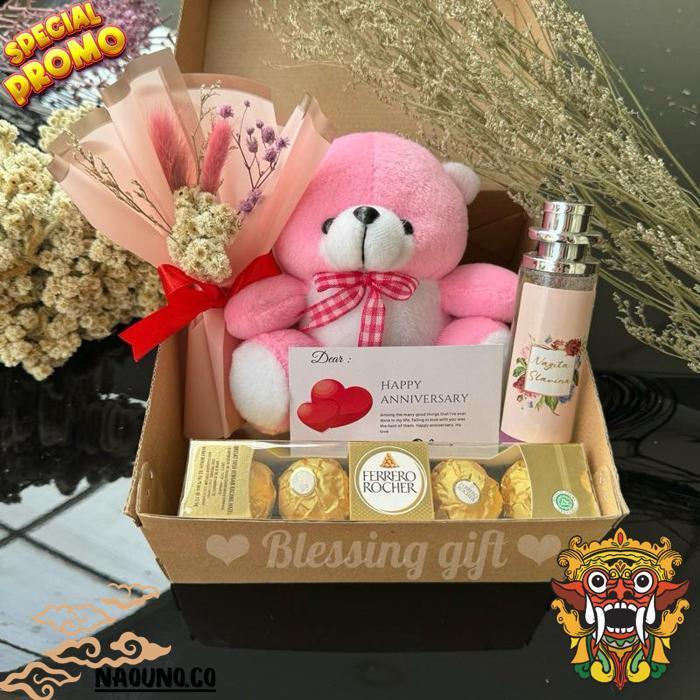 (Ready Stok) Kado Ulang Tahun Pacar | Kado Valentine | Giftbox Cewek Coklat Ferrero | Buket Ulang Ta