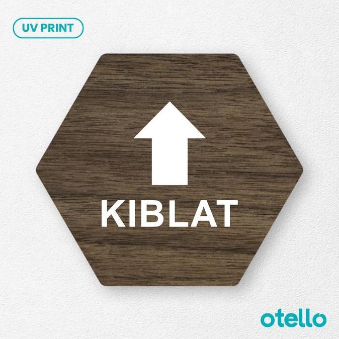 Troffice- Signage Arah Kiblat Sign Board Label Tempel Kayu Penunjuk Arah Sholat