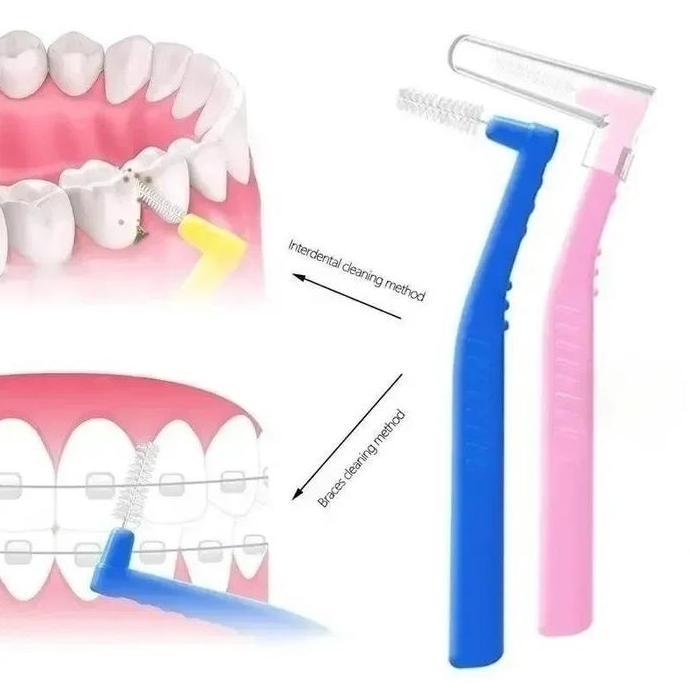 AVOCEAN Interdental Brush sikat gigi Ortho / pembersih cela gigi/Interdental Brush L Shape 5 PCS 0.6