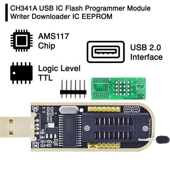 CH341A USB IC Flash Programmer Module Writer Downloader IC Eprom Modul Program Flasher BIOS Eeprom 2