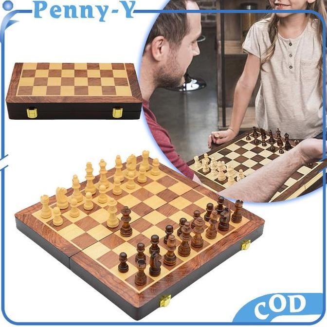 SOORIM Papan Catur Kayu Premium Papan Catur Magnet Magnetic Chess Board Game