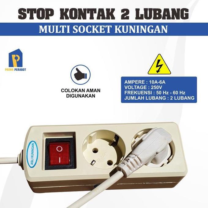 Stop Kontak Putih 5 meter 2 lubang Terminal Listrik 2 Lubang