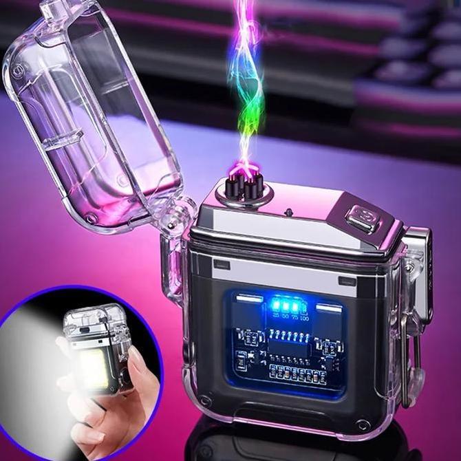 SOORIM Waterproof Lighter Windproof Lighter Electric Flashlight Transparent P