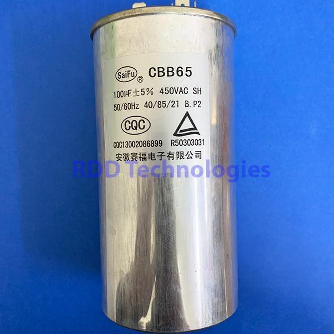 Motor Capacitor Cbb65 100Uf/450V Restock