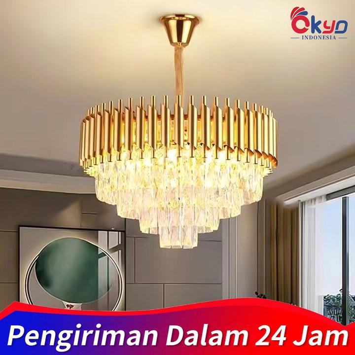 Lampu Kristal Mewah Lampu Ruang Tamu Hall Cahaya Ruang Makan Kamar Tidur Lampu Led  Tinggi Bulat Lam