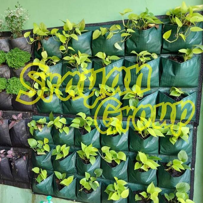 Grdwix- Wall Planter Bag Hijau Isi 15 Kantong Planter Bag Dinding