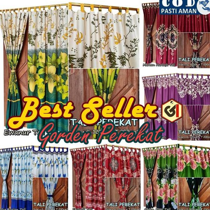 Dimari- Tirai Gorden Murah-Korden Pintu Hordeng Jendela Ukuran 120X200Cm Model Tali Perekat Minimali