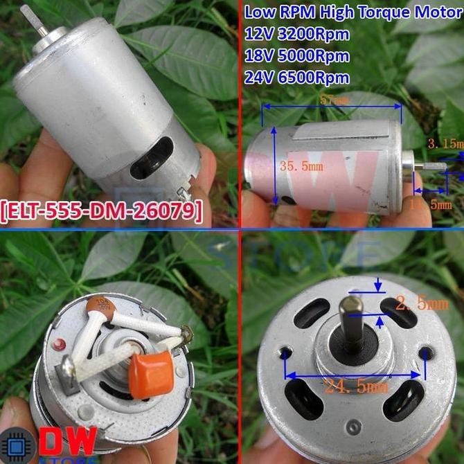 Dinamo DC Motor RS555 RS-555 12V - 24V Low RPM Speed High