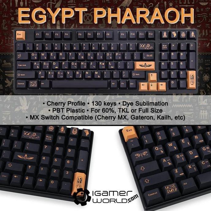 NEW Titan Nation Egypt Pharaoh Keycaps PBT Dyesub for Mechanical Keyboard