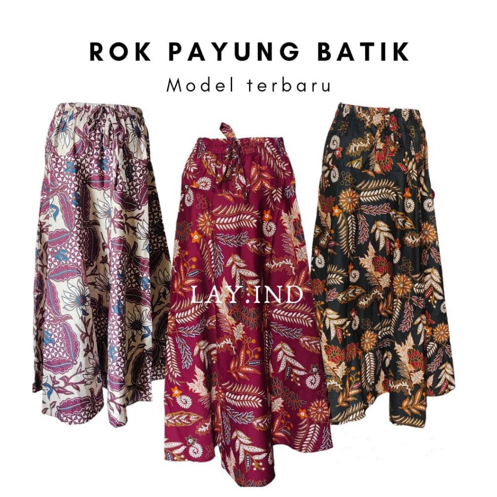 PRODUK TERBARU Rok Payung  Motif Batik Rok Batik Panjang Rok Skirt Nyaman Rok Batik wanita