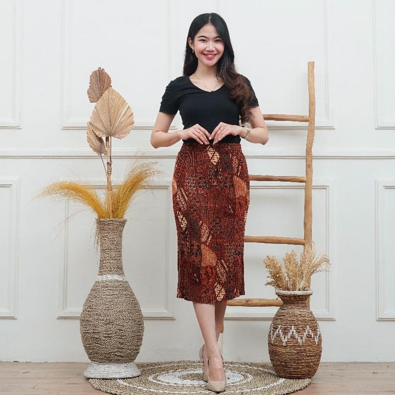 PALING DICARI Rok Batik Plisket Pendek 7/8 Allsize