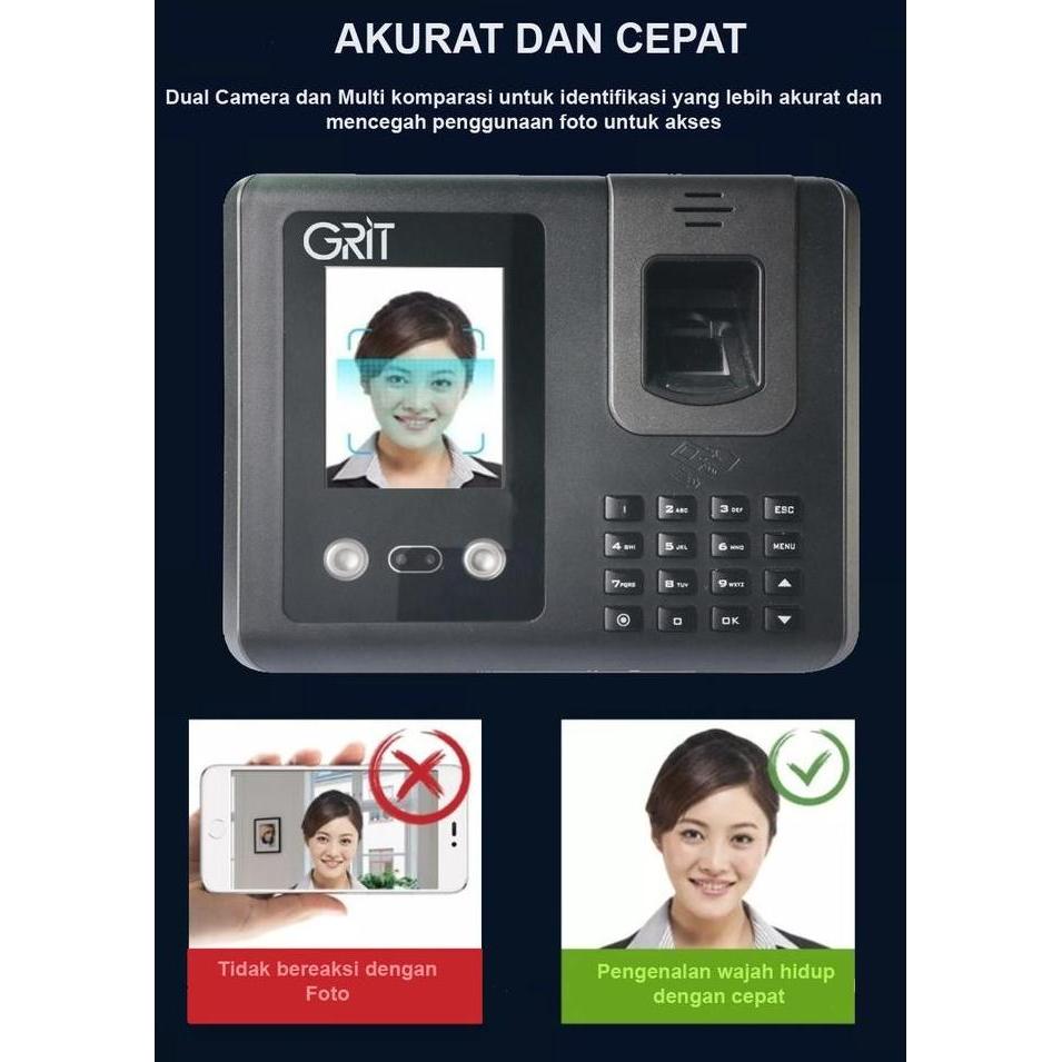 Mesin Absensi Absen Sidik Jari & Wajah/Muka Fingerprint Face Reader